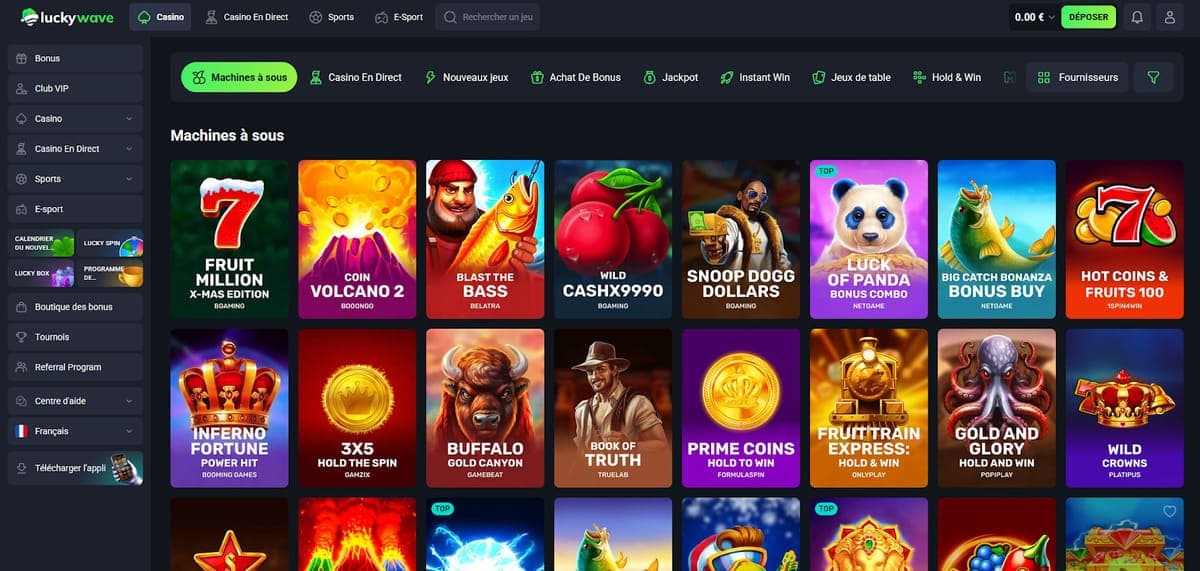 Machines à sous Lucky Wave Casino