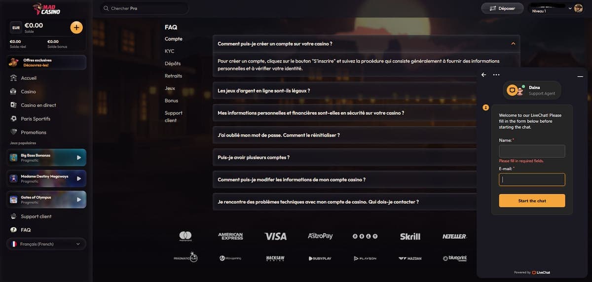 FAQ Mad Casino