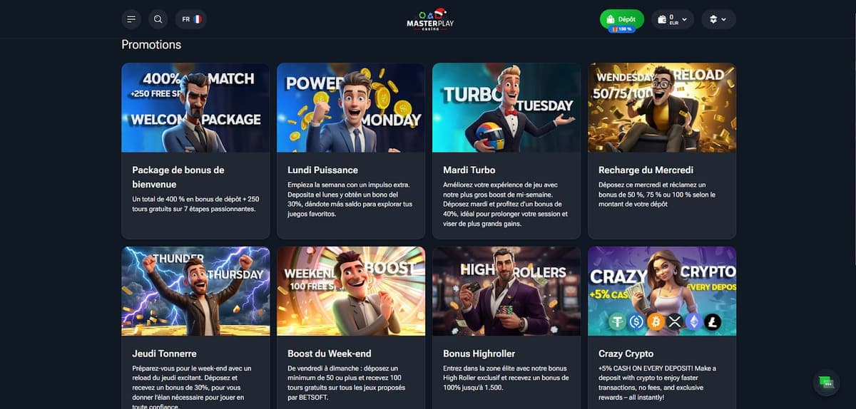 Bonus semaine MasterPlay Casino