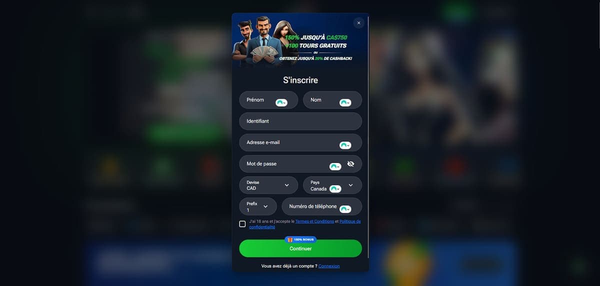 Inscription MasterPlay Casino