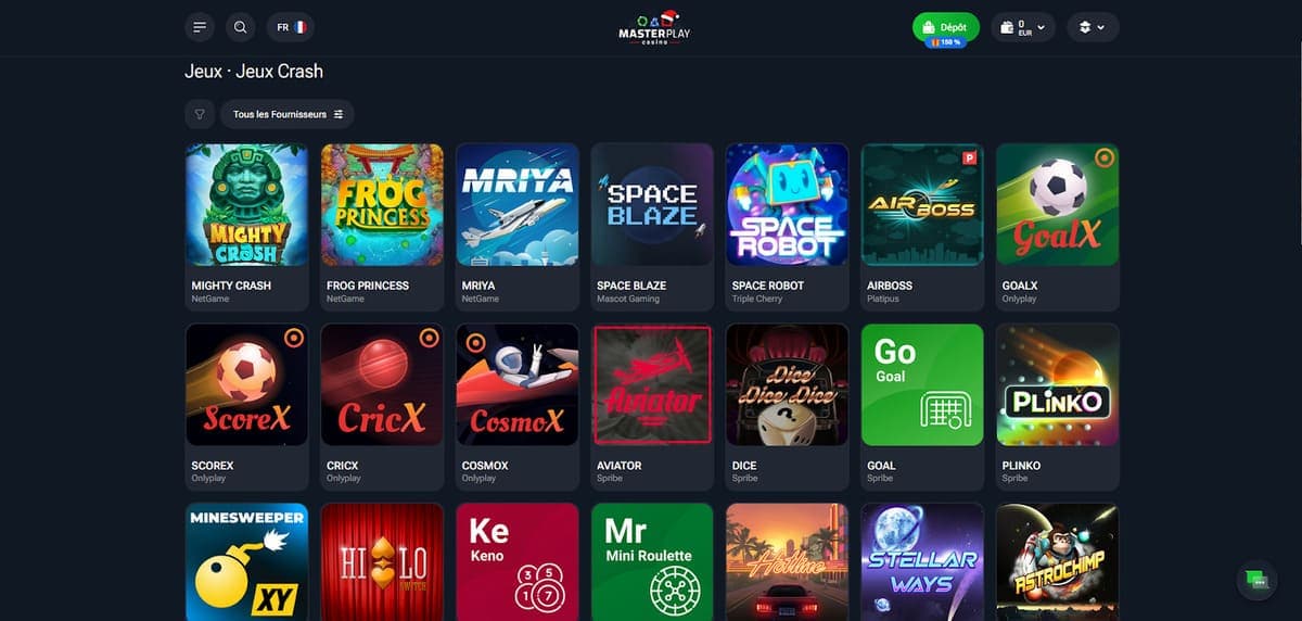 Jeux crash MasterPlay Casino