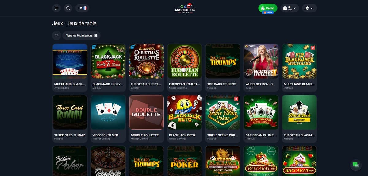 Jeux de table MasterPlay Casino