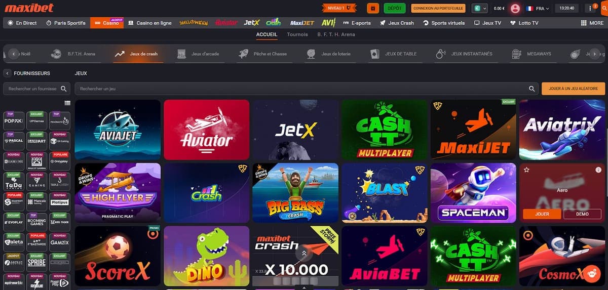 Mini jeux Maxibet Casino