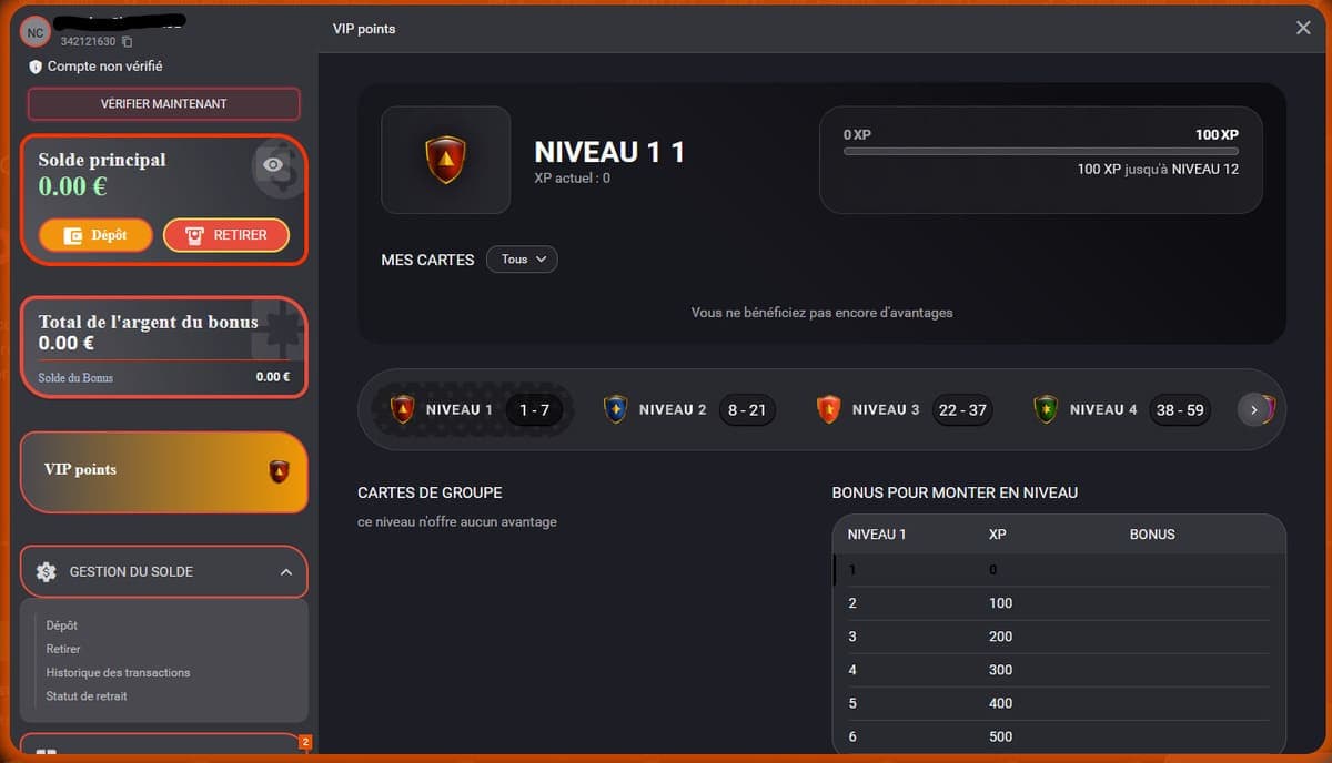 Programme VIP  Maxibet Casino