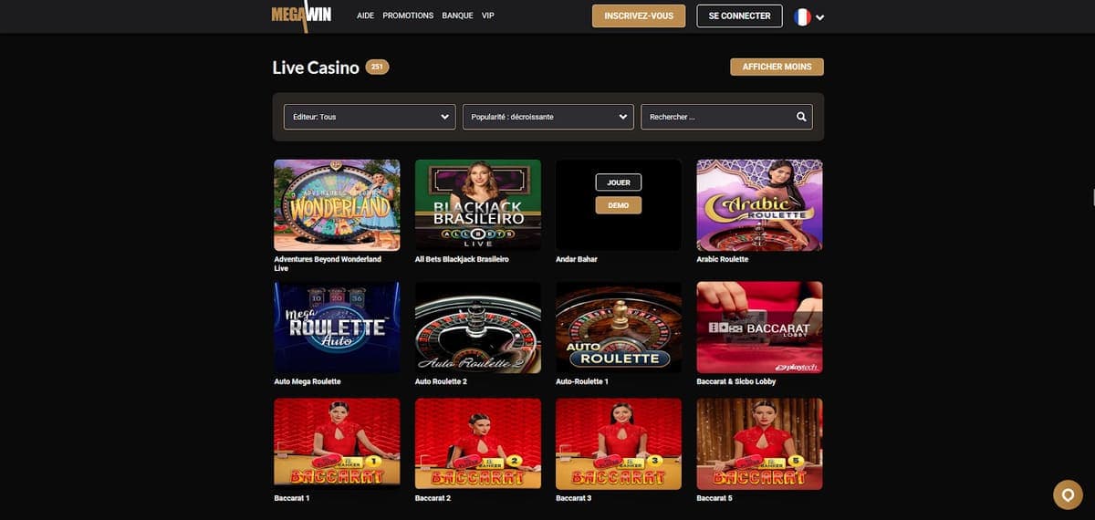 Casino live Mega Win Casino