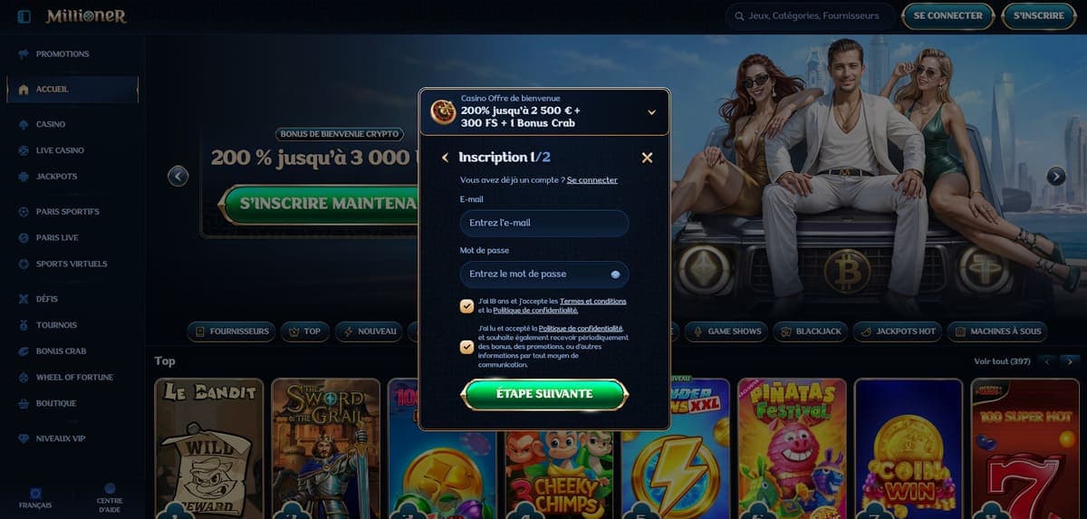 Inscription Millioner Casino