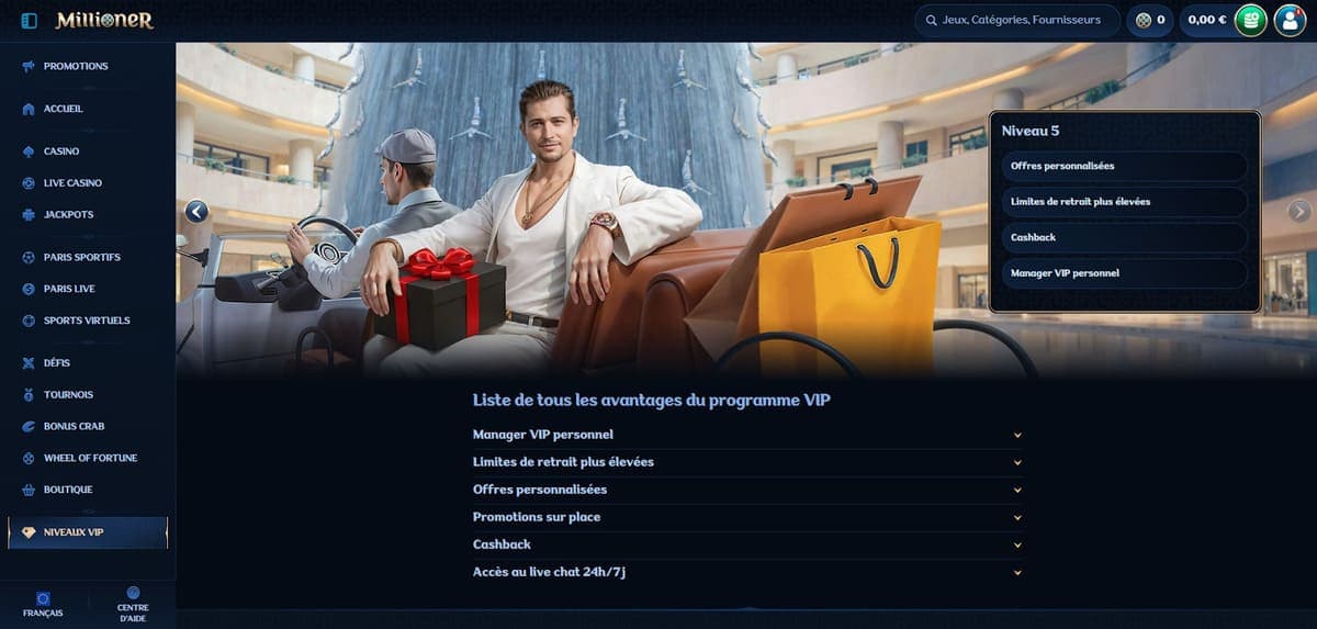 Programme VIP Millioner Casino