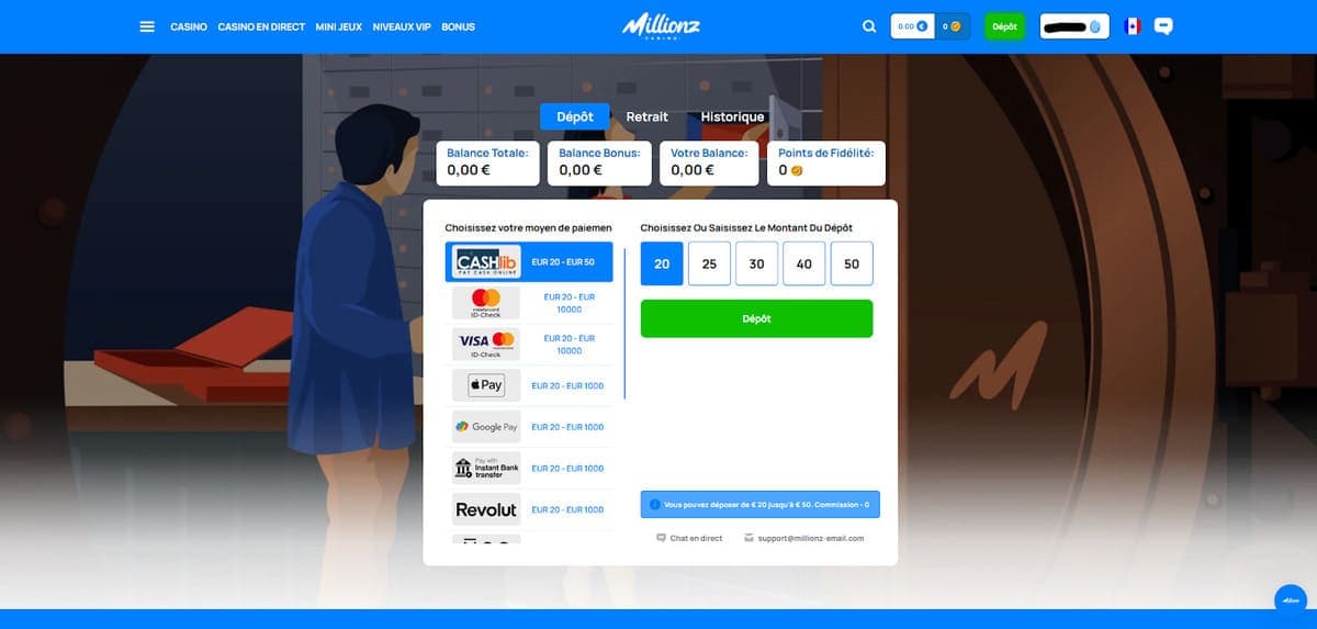 Dépôt Millionz 31 Casino