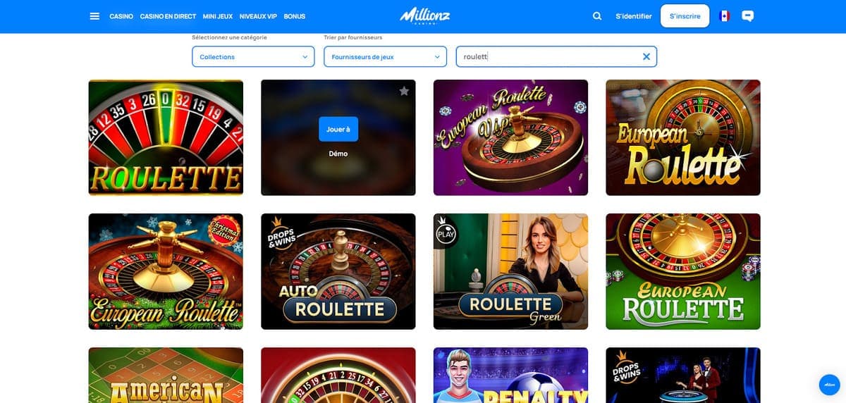 Jeux de table Millionz Casino