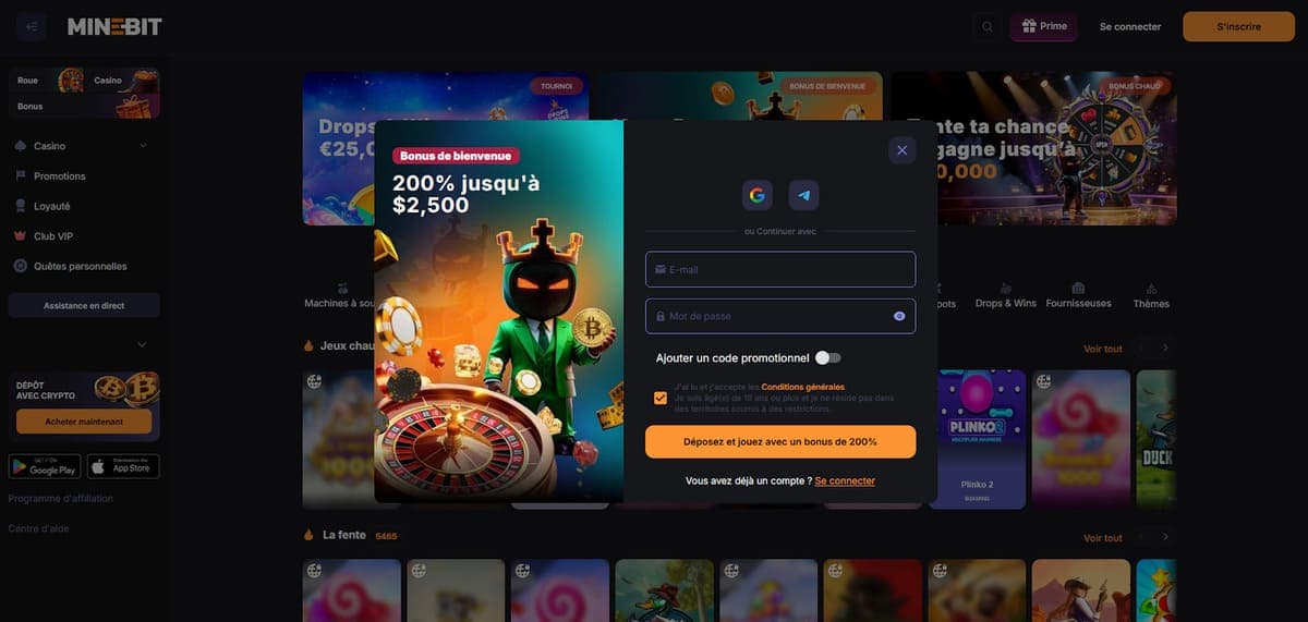 Inscription Minebit Casino