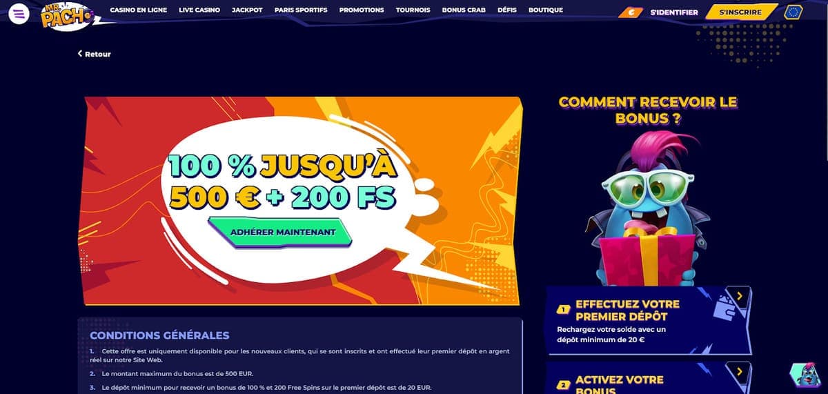 Bonus bienvenue MrPacho Casino