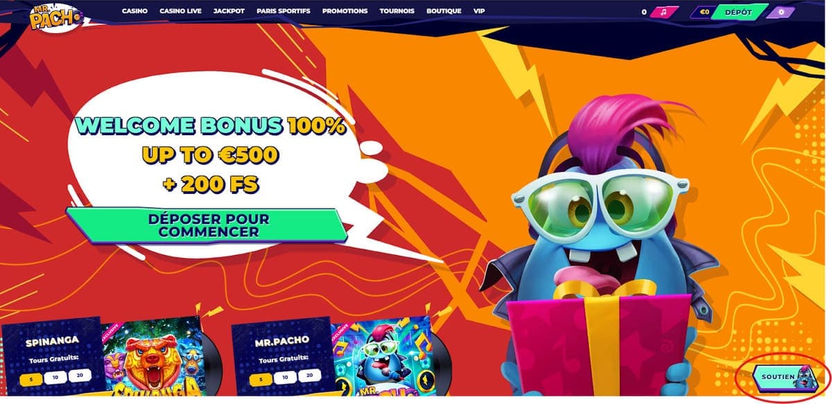 Bouton chat MrPacho casino