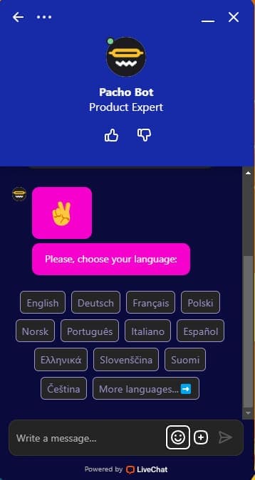 Choix chat language MrPacho