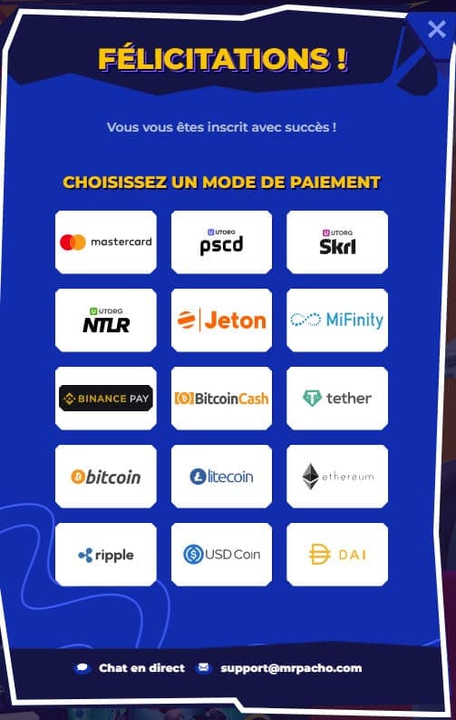 Premier dépôt MrPacho casino