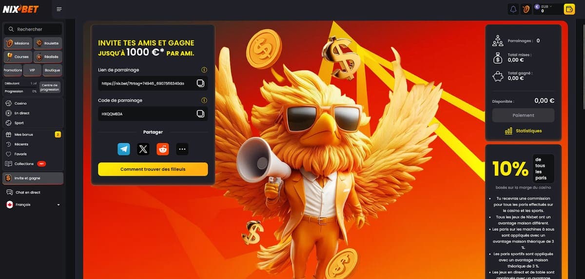 Parrainage Nixbet Casino