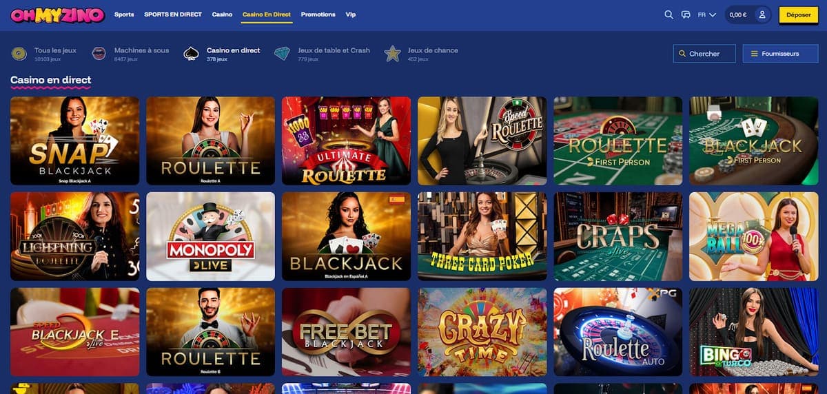 Live OhMyZino Casino