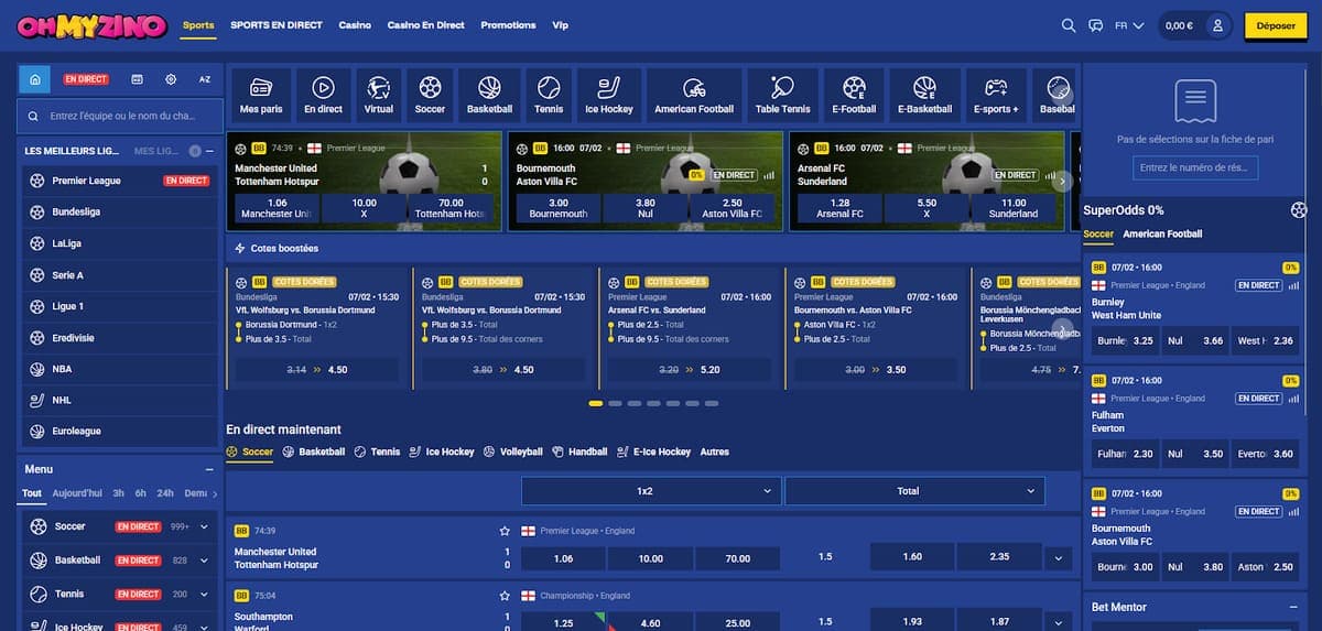 Paris sportifs OhMyZino Casino