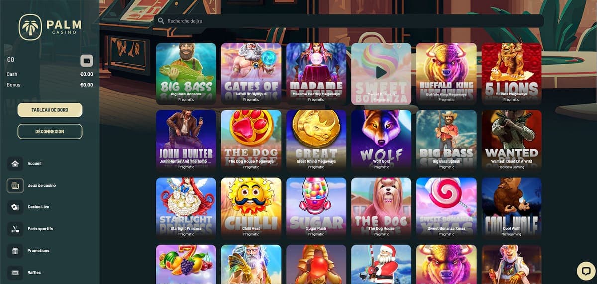Jeux casino Palm Casino