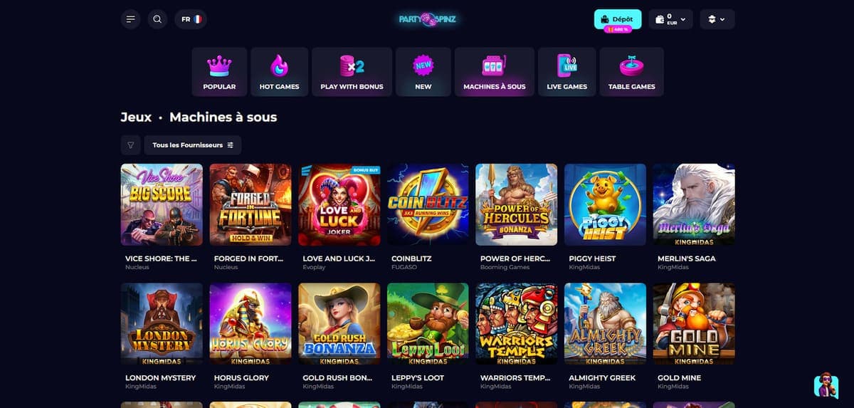 Machines à sous PartySpinz Casino