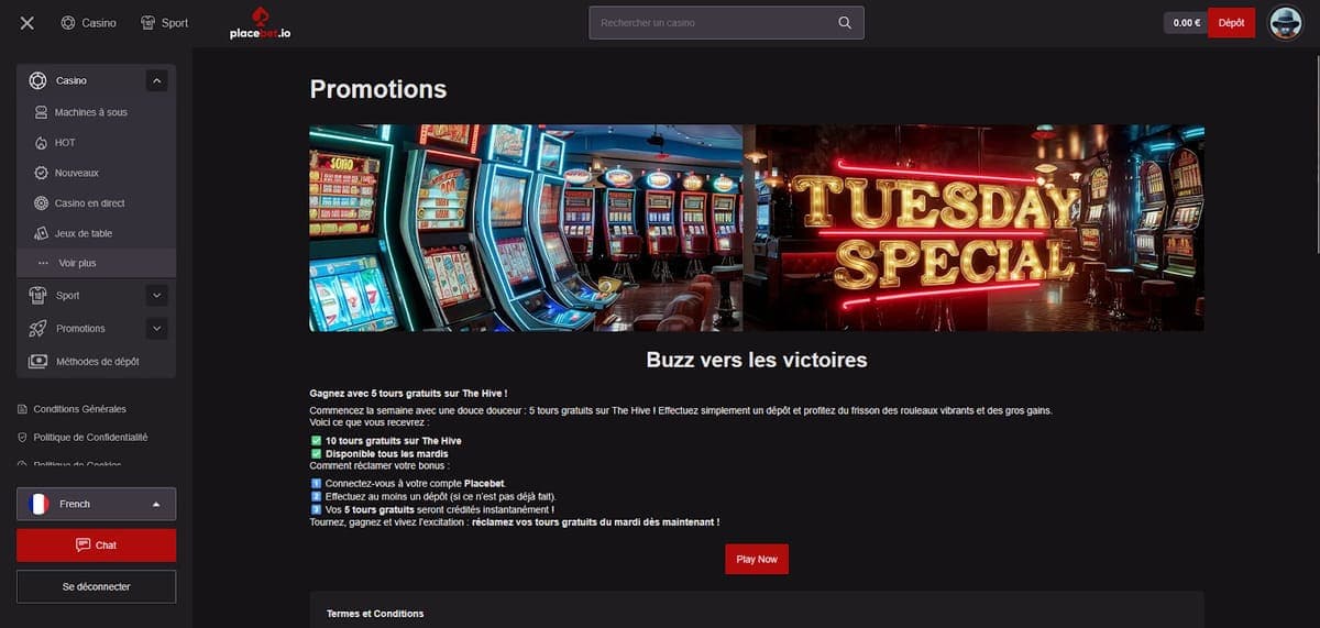 Buzz victoires Placebet Casino