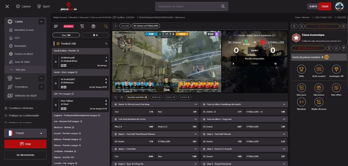 Paris en live Placebet Casino