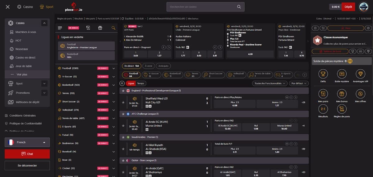 Paris sportifs Placebet Casino