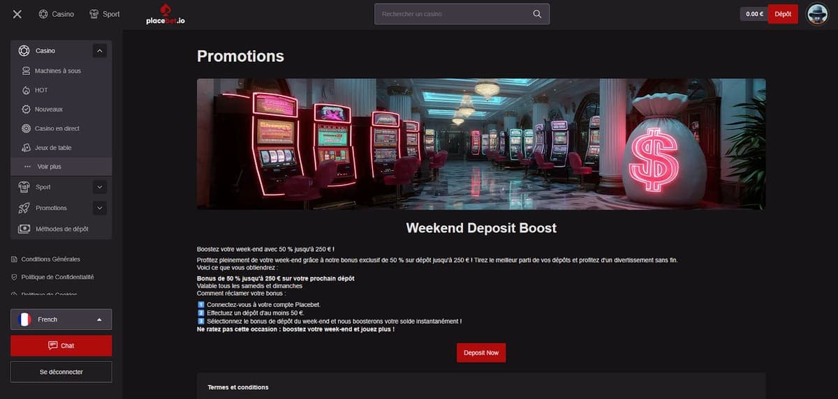 Weekend deposit boost Placebet Casino