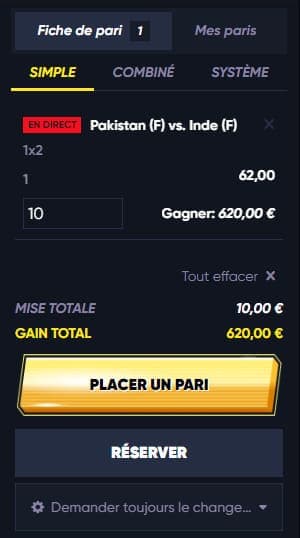 Exemple ticket pari QuickWin