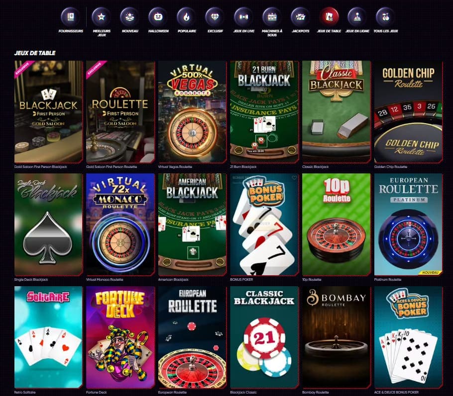 Jeux de table QuickWin casino