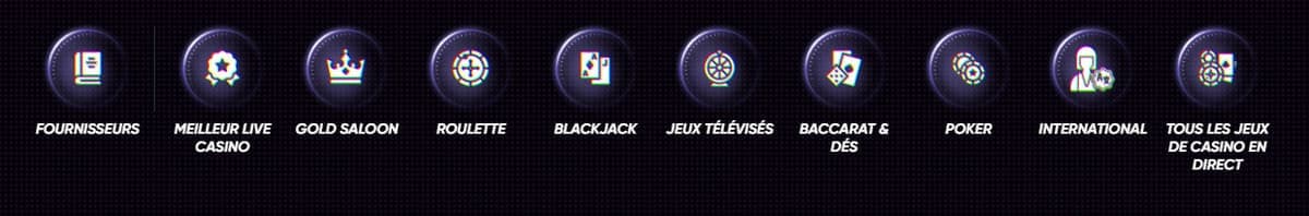 Jeux disponibles QuickWin casino