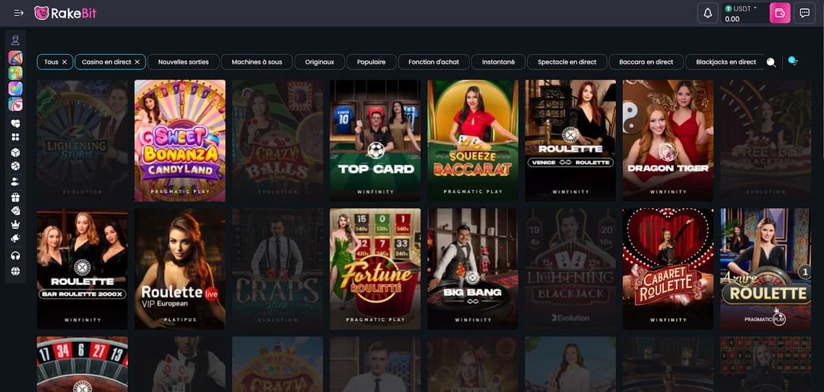 Casino en live Rakebit Casino