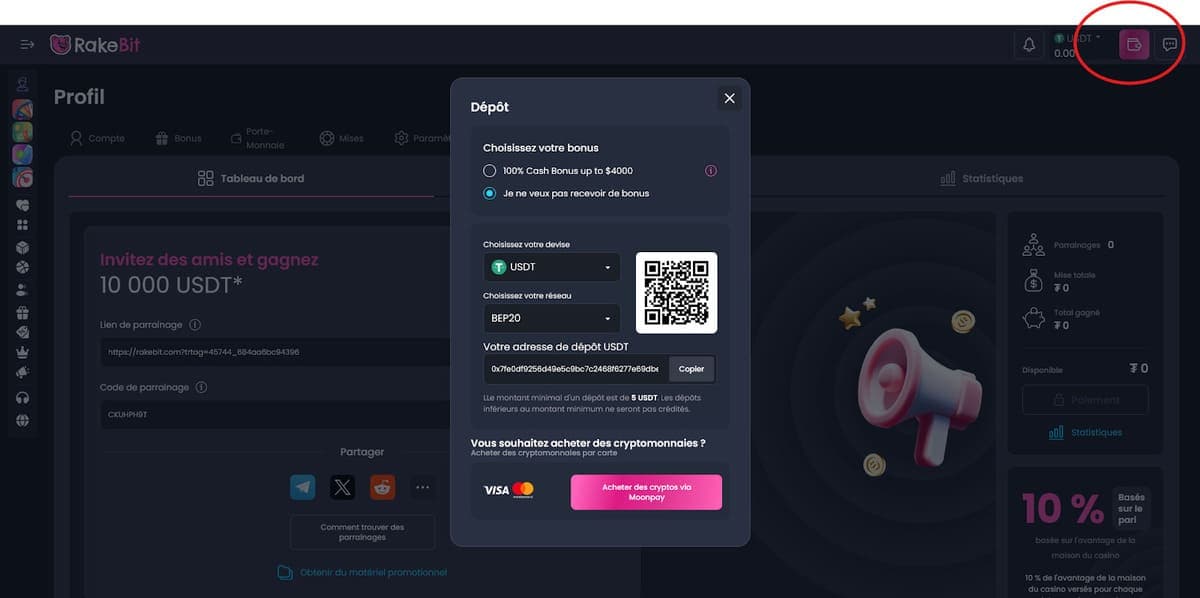 Dépôt Rakebit Casino