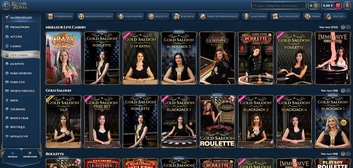 Meilleur live RichRoyal Casino