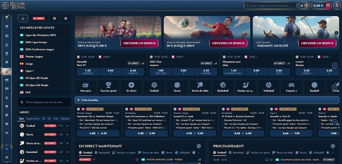 Meilleures ligues RichRoyal Casino