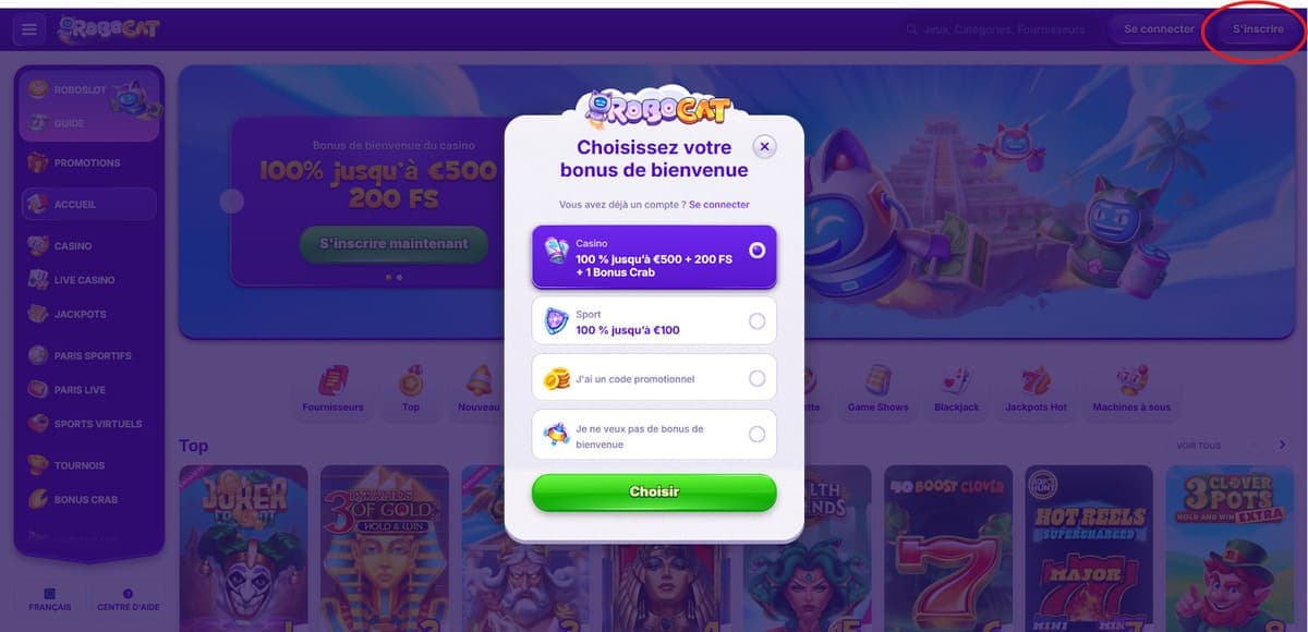 Inscription Robocat Casino