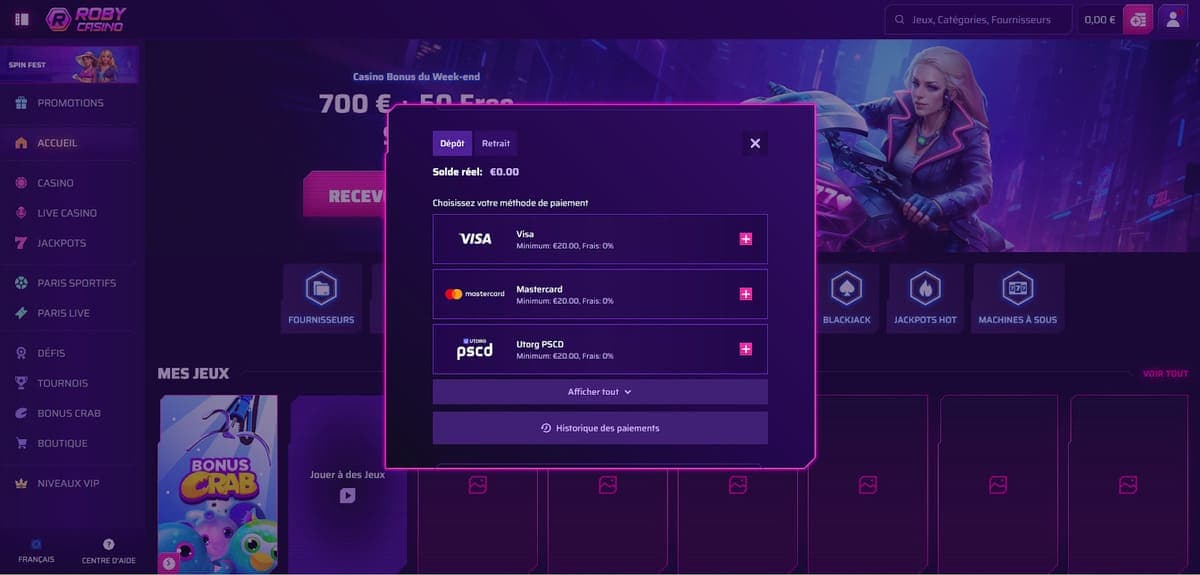 Dépôt Roby Casino