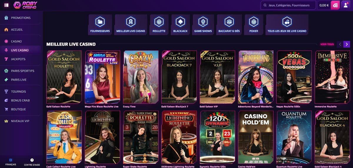 Live casino Roby Casino