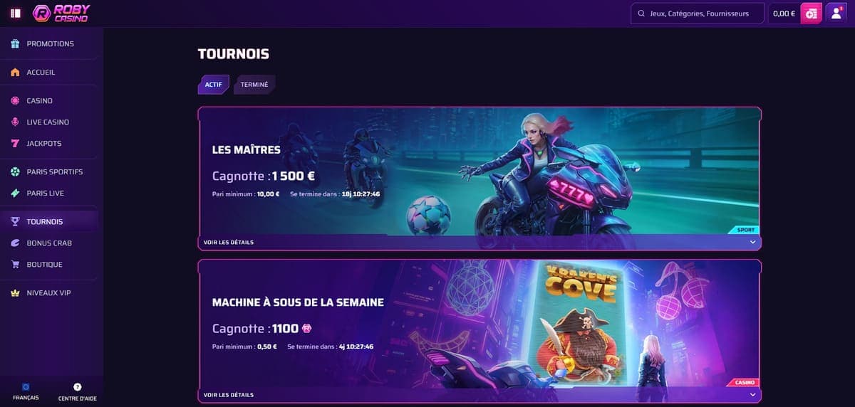 Tournois Roby Casino