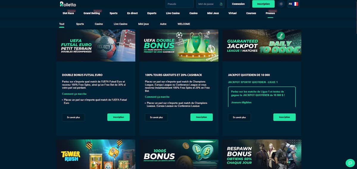 Autres bonus Rolletto Casino