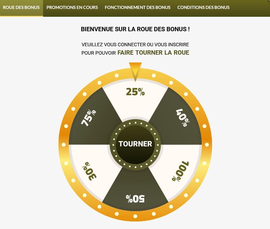 Roue bonus Royal Vincit Casino