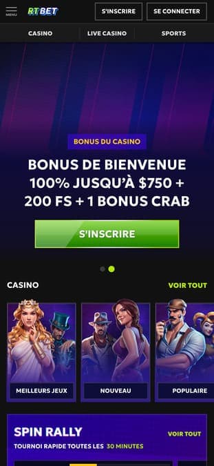 RTBet Casino application