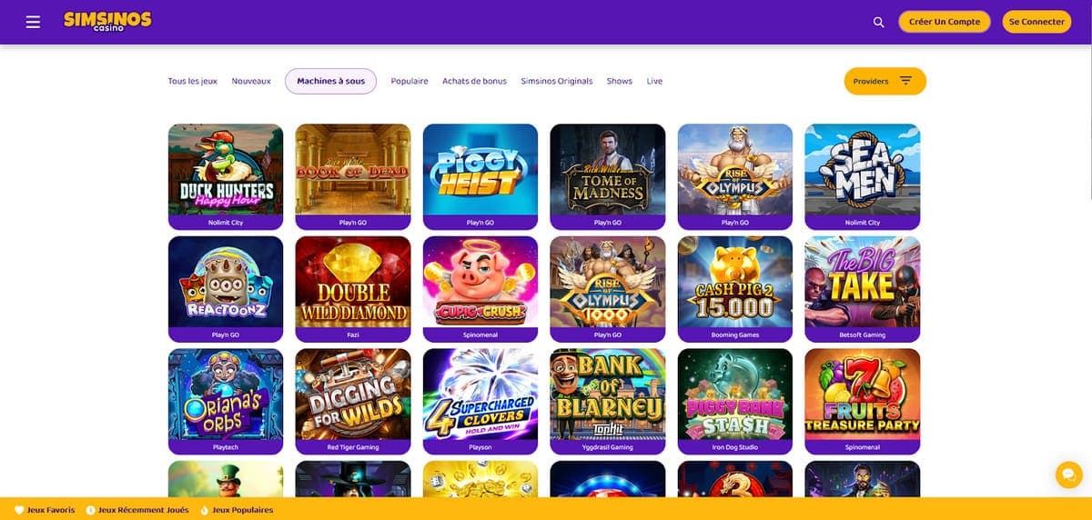 Machines à sous Simsinos Casino