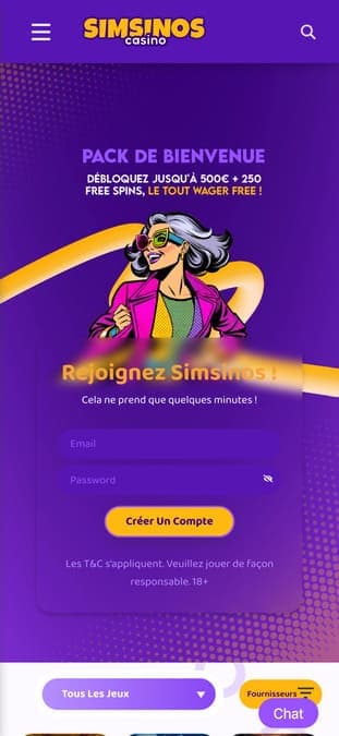 Simsinos Casino application