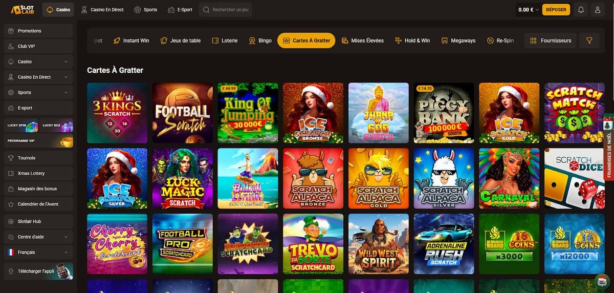 Cartes à gratter SlotLair Casino