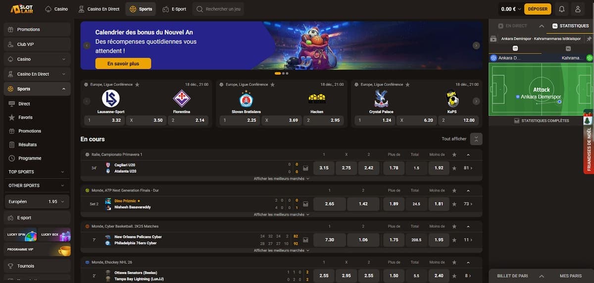 Paris sportifs SlotLair Casino
