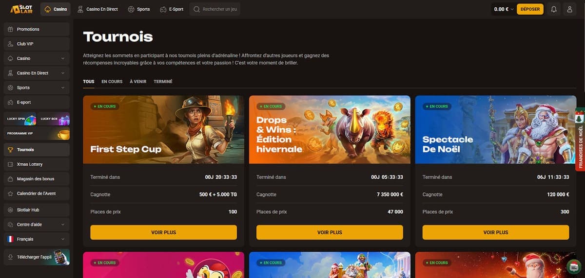 Tournois SlotLair Casino