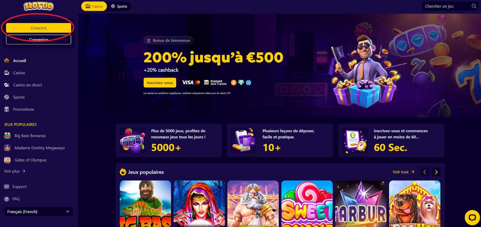 Bienvenue Slottio casino