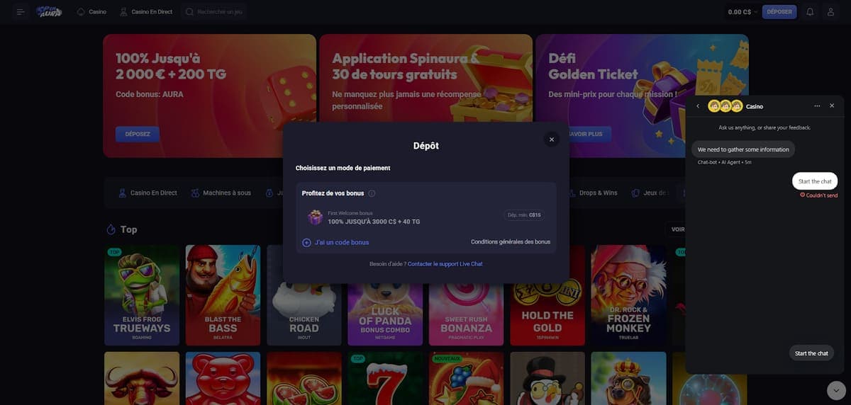 Dépôt Spin Aura Casino