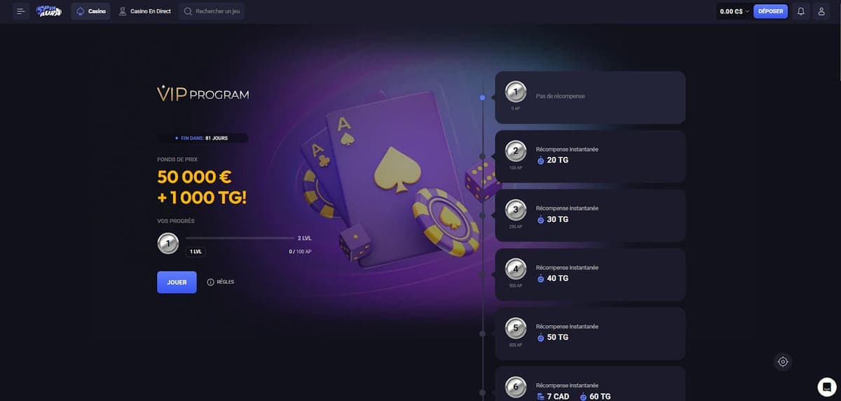 VIP Program Spin Aura Casino
