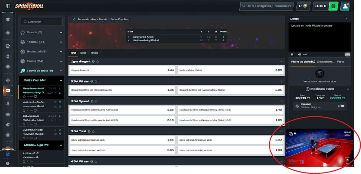 Paris en live Spinational Casino